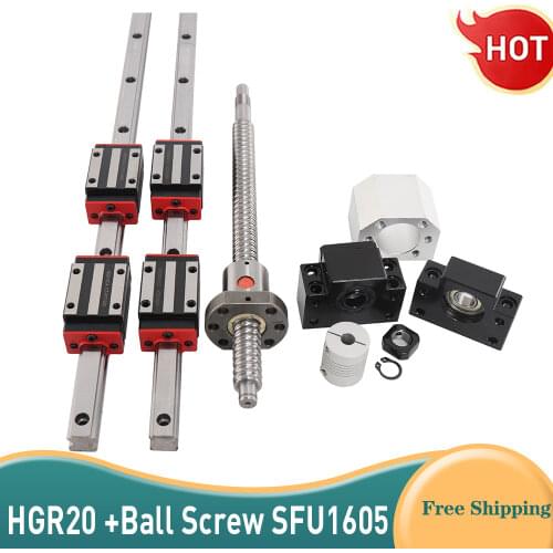 HGR20 Linear Wizard +Ball Screw SFU1605+DSG16H+Linear Bearing Block+BK12/BF12+ Linear Lane