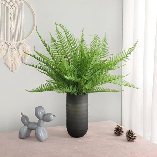 Artificial Plants Green Fern Indoor Decoration Plastic Fake Flowers Wedding Arrangement Large Persian Grass Bouquet Home Decor