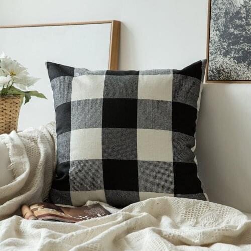 Classic Retro Checkers Plaids Cotton Linen Soft Soild Decorative Square Throw Pillow Covers Home Decor Cushion Case for Sofa