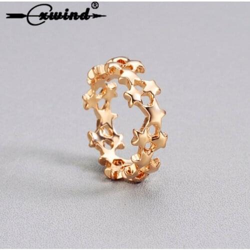 Cxwind Fashion Gold Trail Stackable Stars Rings for Women Girl Wedding Knuckle Statement Party Ring Bijoux Pendientes Anillos