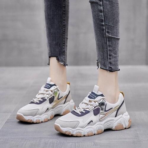 Womens Chunky Sneakers Vulcanize Shoes Fashion Breathable Fitness Shoes Casual Running Shoe for Female Non-slip Running Shoes