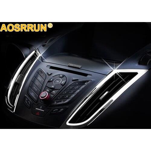 Air Conditioning Front Outlet Cover Interior Trim Chrome ABS stickers Car Accessories For Ford Kuga Escape 2013 2014