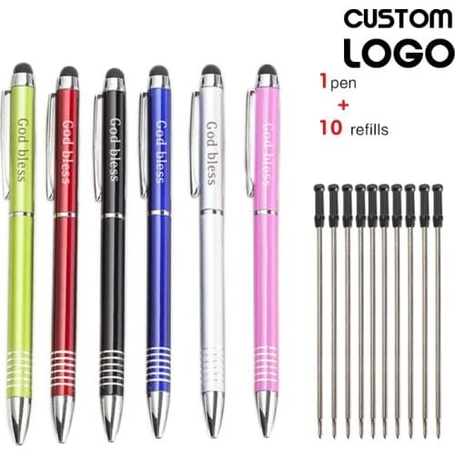 Custom Logo Metal Touch Screen Stylus Engravable Text Color Ballpoint Pens Signature Pens Student Gifts Office School Supplies