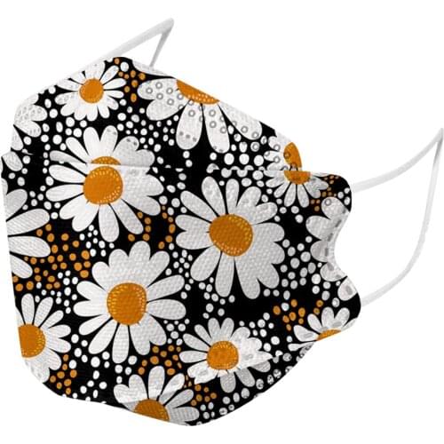 Ski Fasemask 10-50pcs Adult Fish Face Mask Fashion Daisy Printed 4ply Filters Mouth Cover Masks Personal Mascarillas Balaclava