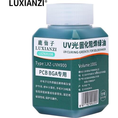 LUXIANZI 100g Green Oil UV Solder Mask BGA PCB Motherboard Paint Prevent Corrosive Arcing Soldering Paste Flux Ink Repair Tools