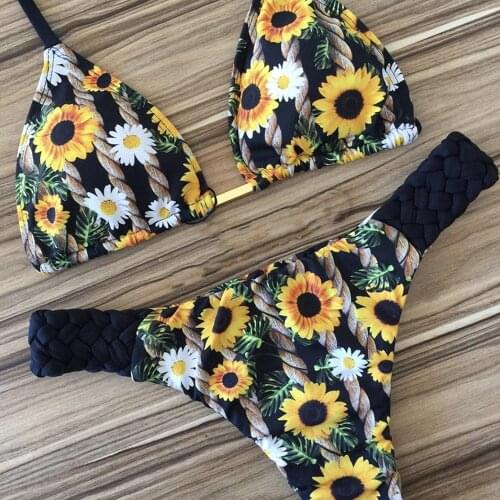 New Summer Fashion Explosion Models WomenS Sexy Print Swimsuit Bikini Solid Separate Swimsuit Bikini Maillot De Bain Femme