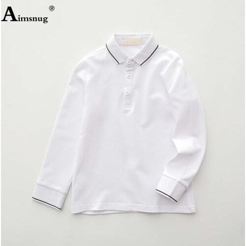 Aimsnug Solid Cotton T-shirt Basic Top Kids Tees Clothing Boys Casual Pullovers Children Long Sleeve Autumn Leisure Polo Shirts