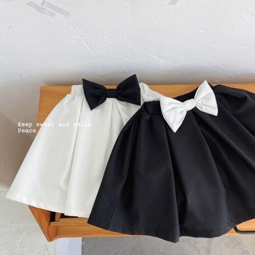 2-8 Years Baby Girls Skirt 2021 Spring Summer New Toddler Kids Korean Bow-knot Pleated Skirt Girls Fashion Cotton Skirt Clothes