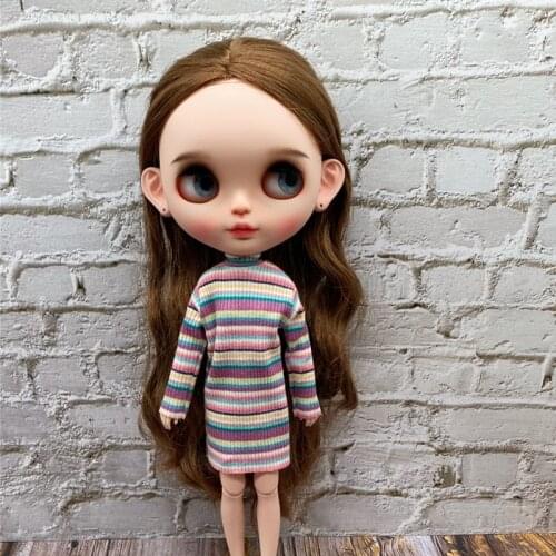 Handmade Blyth Doll Clothes Dress,Rainbow Stripe Bottom Skirt for 1/6 doll accessories(fit Blyth,Barbies,Kurhn,azone,fr,1/6 doll
