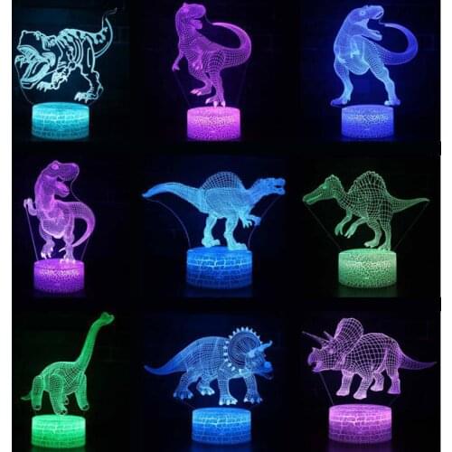 Remote Touch Switch 3d Table Lamps Spinosaurus Hallorum Desk Lamp Argentinosaurus 7 Color Change 3d Optical Illusion Night Light