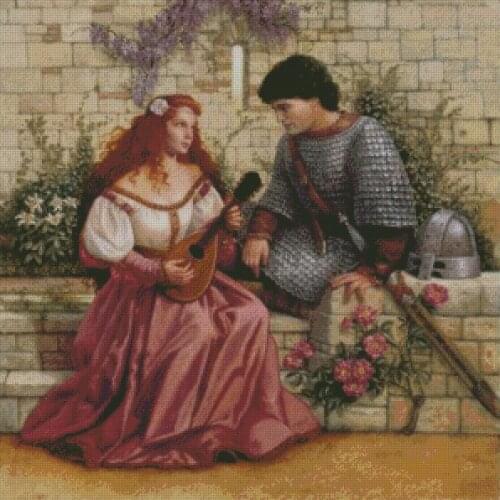 Needlework,Guenivere princess and lancelot 14CT Embroidery,DIY Aida Cross stitch kits,Arts People Pattern Cross-Stitching Decor