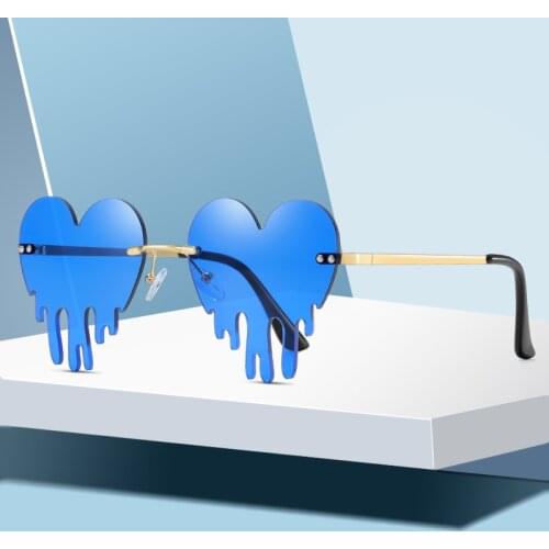 Sunglasses for Women Heart-shaped Rimless Teardrop Trendy Sunglasses Luxury Brand Designer Eyewear UV400 Trending Products 2021