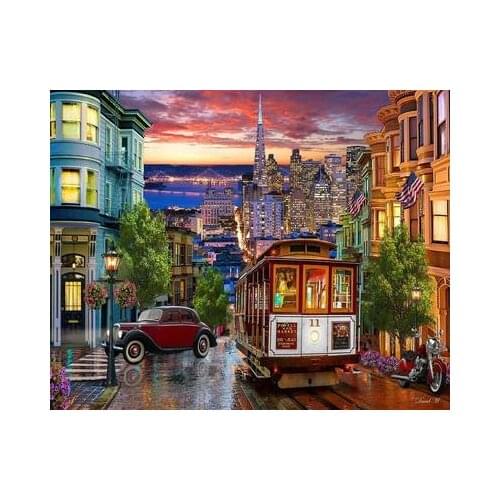 Street view Oil Painting scenery Cross Stitch Kits Needlework Embroidery Crafts 14ct Unprinted DIY Arts Handmade Home Decor