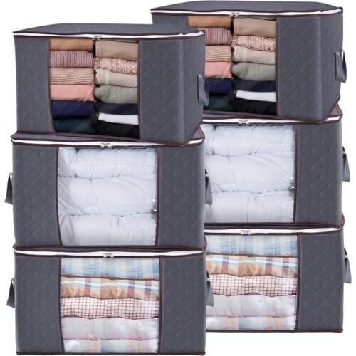 Large Capacity Clothes Storage Bag Organizer Thick Fabric for Comforters Bedding Foldable with Sturdy Zipper Clear Window