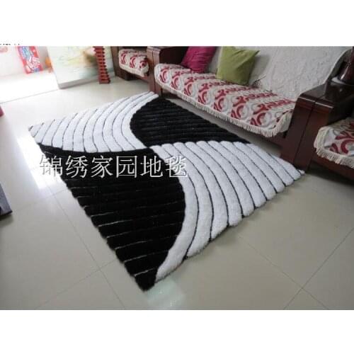 Shaggy carpet Large size Floor rug 3D effect Thick mat Custom silk carpets Black white carpet