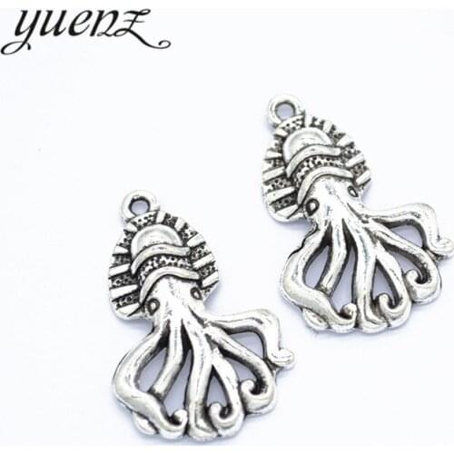 YuenZ 8 pcs Tibetan Silver octopus Charm Pendants for Bracelet Necklace Jewelry Accessories Diy Jewelry Making 28*18mm D7120