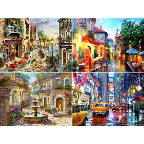 Yumeart Paint With Diamond Painting City Landscape Needlework Diamond Embroidery Scenery Handicraft Full Square Drill Home Decor
