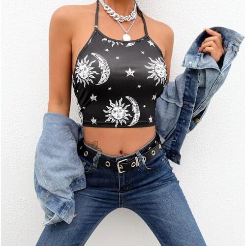 Sexy Women Star Print Crop Top Tube Sleeveless Tank Top Vest Ladies Blouse T-Shirt