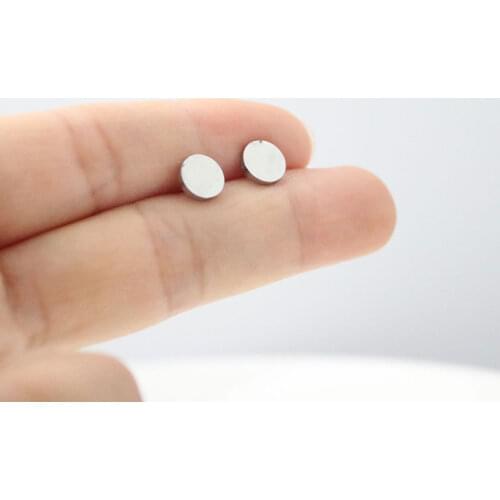 1Pair Round Sun Moon Stainless Steel Earrings Heart Geometric Minimalist Earring Fashion Ear Jewelry Women Girls Men Kids Gift