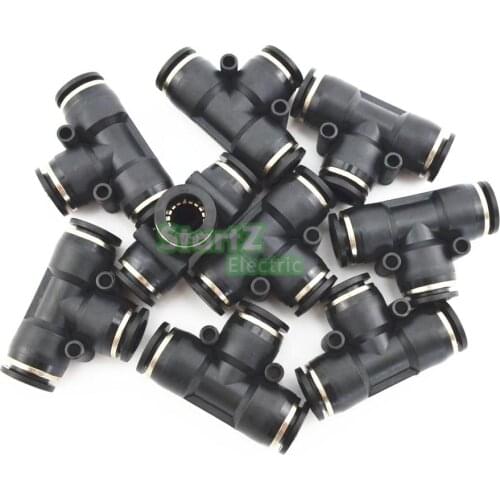 10Pcs 8mm Pneumatic Tee Union Connector Tube Air Fitting