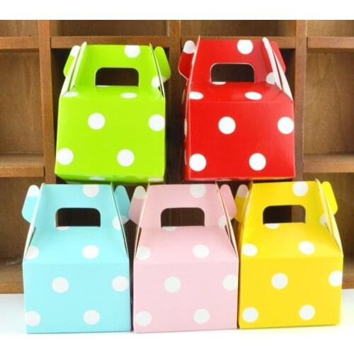 10pcs Paper Gift Box Wedding Favors Polka Dot Candy Box Kids Birthday Party Candy Paper Box for Packaging Candy Polka Paper Bag
