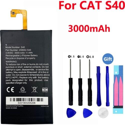 100% New Original Replacement Battery Full 3000mah For Caterpillar CAT S40 458002-S40 Batteries Batteries + Tool Kits