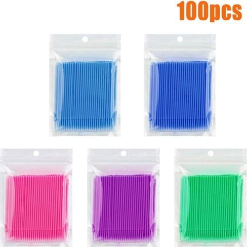 100pcs/pack Disposable Makeup Brushes Swab Durable Micro Mascara Brush Eyelash Extension Individual Lash Removing Tools