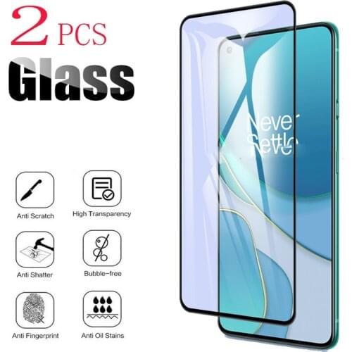 2PCS For OnePlus 8T Screen Protector Case Full Glue Tempered Glass Protective Cover On OnePlus8T KB2001