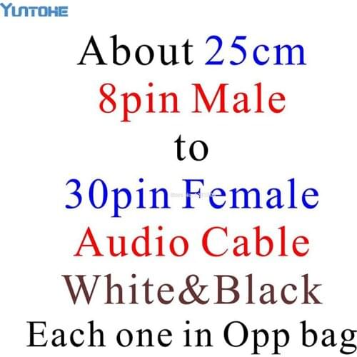 200pcs/lot 8 Pin male 3.5mm to 30 Pin female Audio connection Adapter Cable Micro to 30 pin Audio adapter