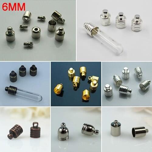 25PCS Metal beads cap fit for 6mm glass vial DIY jewelry findings accessories pendant connector