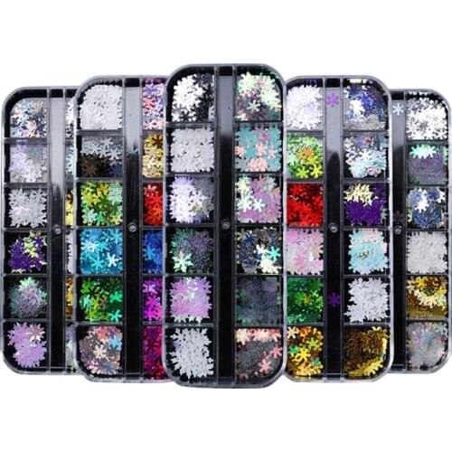 3D Holographic Winter Nail Sticker Decals Glitter Snow Fireworks Christmas Foil