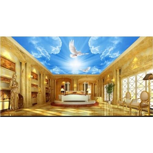 3d wallpaper custom 3d ceiling wallpaper murals blue sky white clouds European style ceiling murals wallpaper home decoration
