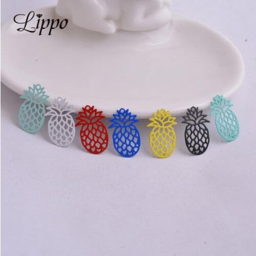 50pcs AC7885 Colorful Fruits Charm Pineapple Shape Charms Earrings Findings Connectors Embellishment bijoux