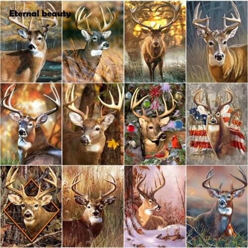 5D Diy Diamond Painting Deer Picture of Rhinestone Full Diamond Embroidery Animal Mosaic Full Drill Needlework Home Decoration