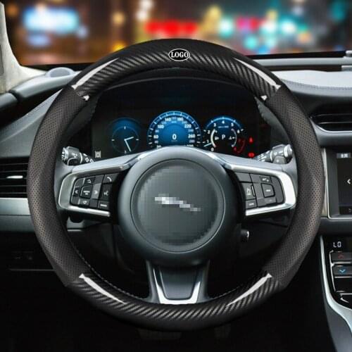 Car Carbon Fiber Steering Wheel Cover 38cm for Jaguar All Models XF XJ XE XK F-Pace F-Type Auto Interior Accessories Car styling
