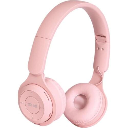Macaron Color Bluetooth Wireless Headphones Hifi Music Auto Pairing Earphones Can Inserted TF Card Pink Black White Headsets