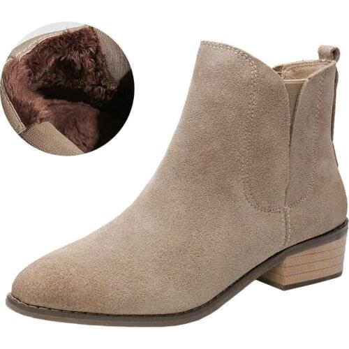 Winter Nubuck Quality Genuine Leather High Top Ankle Boots Female Snow Boots Platform Winter Shoes сапоги женские зимние Woman