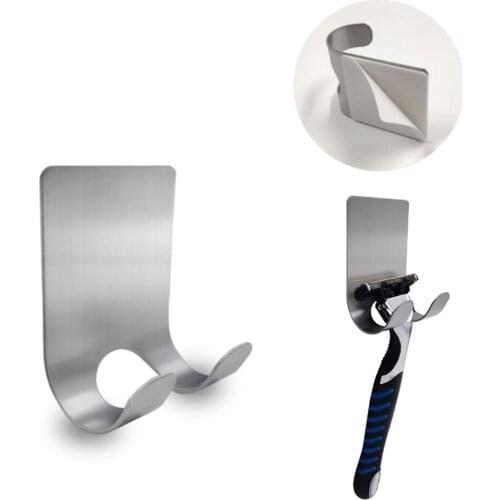1Pc Stainless Steel Bathroom Shaver Holder Storage Rack Stick on Wall Hook Razor Rack Holder Shaver Hanger Bathroom Accessories