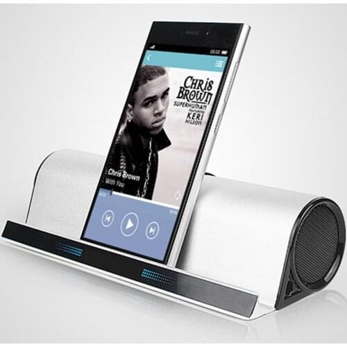 Phone Tablet Holder Bass Stereo Hifi Wireless Bluetooth Speaker USB Rechargeable