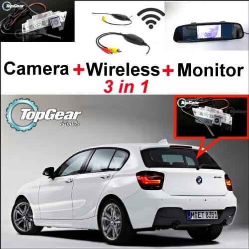 For BMW 1 M1 F20 F21 3in1 Special WiFi Camera + Wireless Receiver + Mirror Monitor Easy DIY Rear View BackUp Parking System
