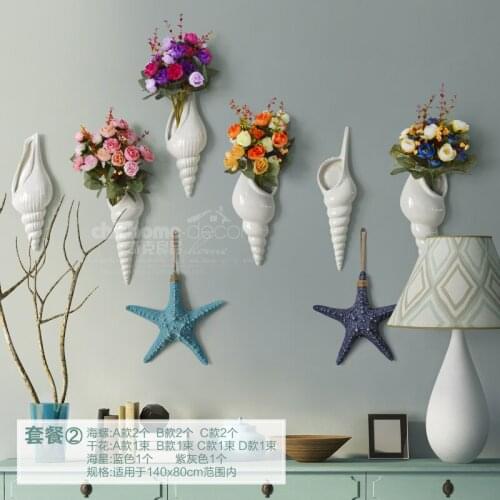 European modern restaurant Decor conch mural wall hanging TV background flower vase with Pendant
