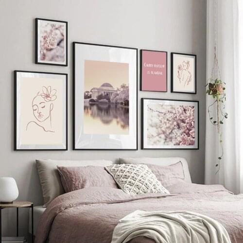 Flower plant Landscape Abstract Line Girl Nordic Posters And Prints Wall Art Canvas Painting Wall Pictures For Living Room Decor