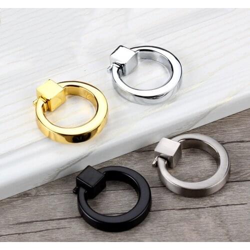 Ring Circle Handles Zinc Alloy Door Handle Pulls American Cabinet Drawer Knobs With Screws For Furniture Hardware
