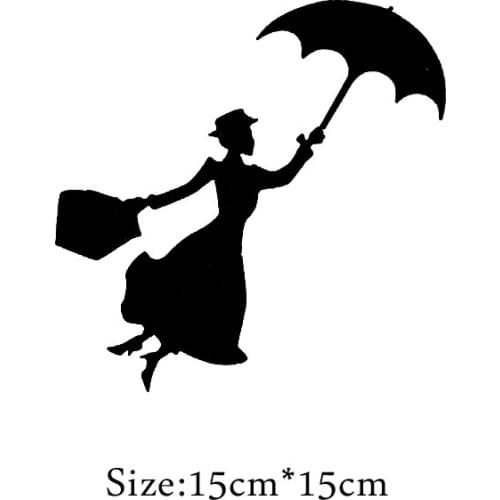 KUCADA women and her umbrella switch panel sticker for wall decoration removable diy black wall sticker home decor WP1862