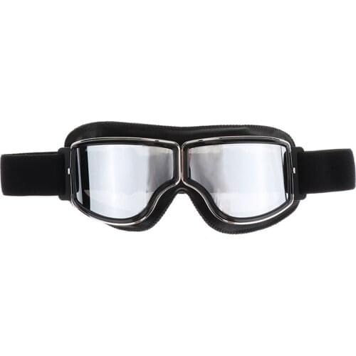 Motorcycle Riding Helmet Goggles Glasses with Adjustable Non-slip Strap Fit for Adult / Youth - (Mirrored Lens)