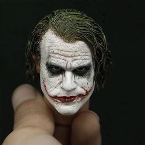 In Stock For Sale 1/6th Joker Clown Heath Ledger Male Head Sculpture For Usual 12inch Doll Action Figures