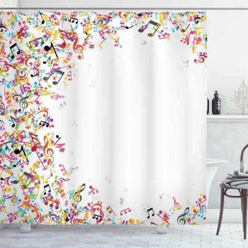 Colorful Shower Curtain Set Jumble Design Art Represents Youths Curtain for Bathroom Decor 12 Hooks Decorative Bath Accessory