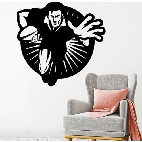 Rugby Player Wall Sticker Football Sport Vinyl Decal Removable Home Decor Athlete Bedroom Living Room Wall Decoration Art Mural