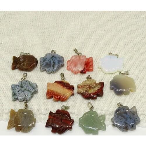 Natural stone minnows pendant on two sides carved small fish stone pendant DIY bracelet necklace ornaments hang a wholesale