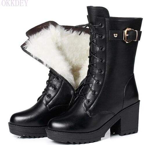 2020 New Womens Winter Style with Ankle Boots Womens New England Style Chunky Heel Platform Boots